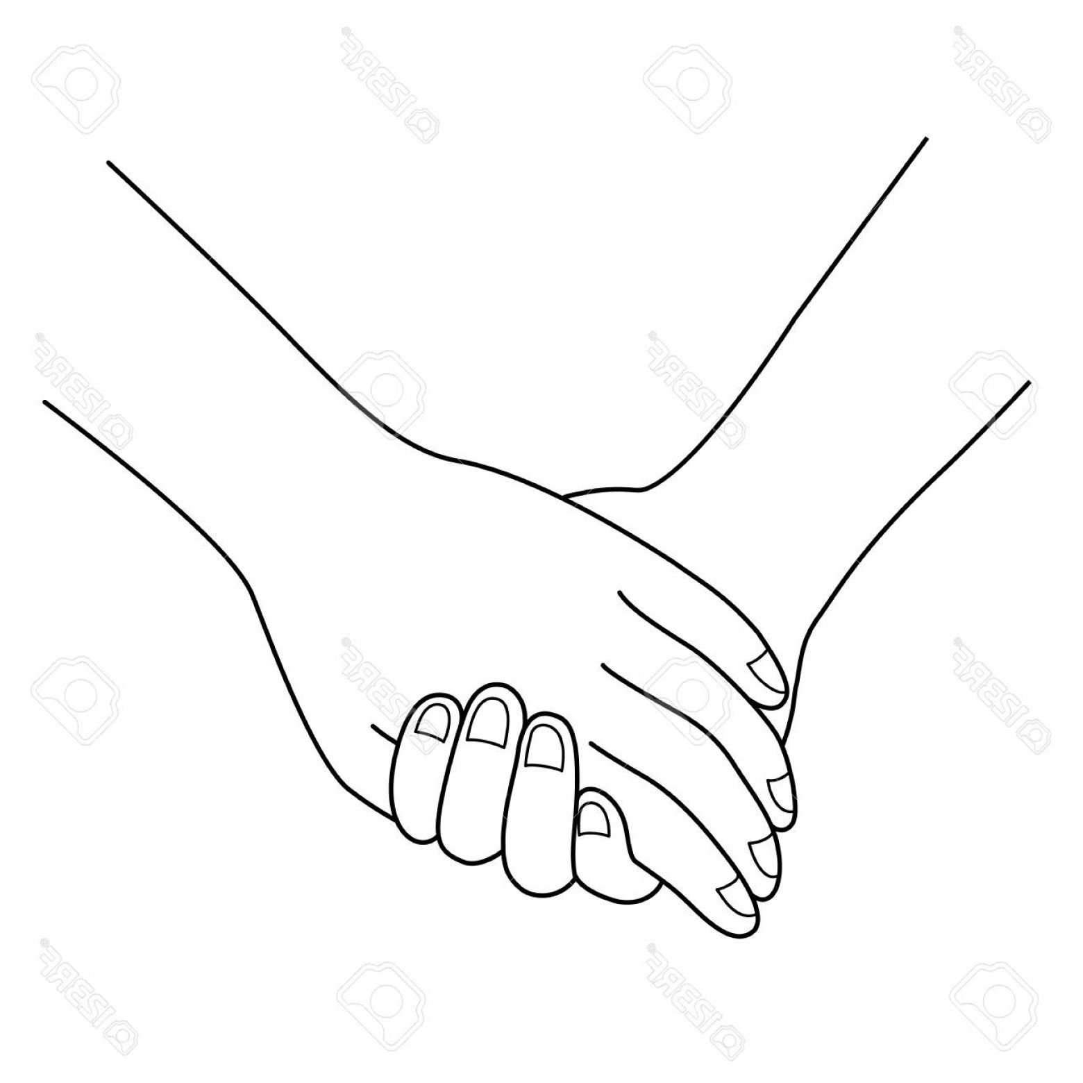 1560x1560 Photostock Vector Couple Holding Hands Outline Hand Drawn Style - Hand In Hand Drawing