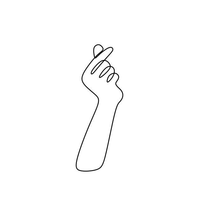 640x640 Continuous Line Drawing Of Love Symbol With Hand In Popular Korean - Hand In Hand Drawing