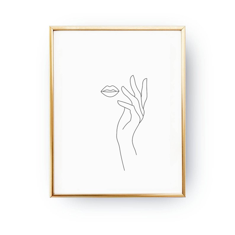 794x794 Lips And Hand Female Body Art Minimal Art Simple Fashion Etsy - Hand Line Drawing