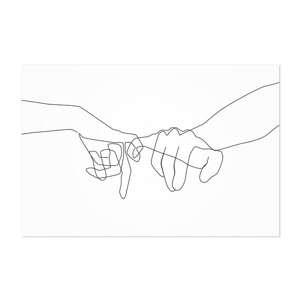 600x600 Minimal Hand Love Line Drawing Print, Canvas, Metal, Framed Wall - Hand Line Drawing