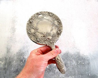 340x270 ornate hand mirror drawing held mirror vintage silver plated - Hand Mirror Drawing