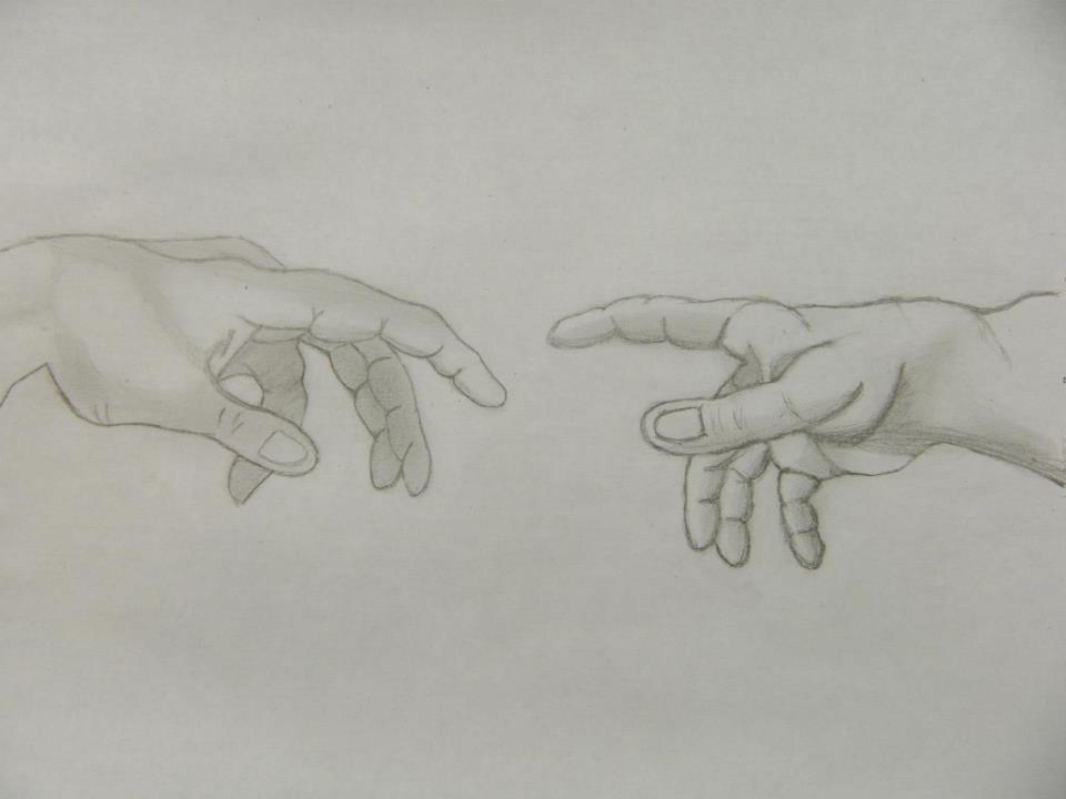 960x720 Love's Path Prayer Drawing The Hands Of God And Adam - Hand Of God Drawing