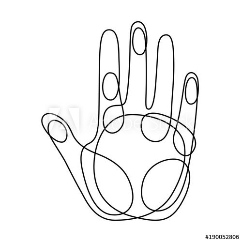 500x500 Endless Line Art Illustration Of Hand Continuous Black Outline - Hand Outline Drawing