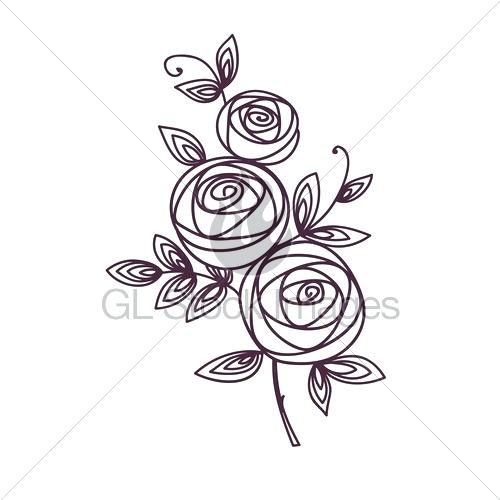 500x500 flower drawing outline stylized flower bquet hand drawing flower - Hand Outline Drawing
