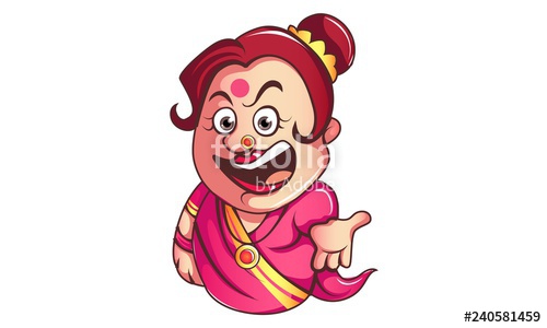 500x300 Vector Cartoon Illustration Of Iyer Aunty Ji Hand Expression - Hand Over Mouth Drawing