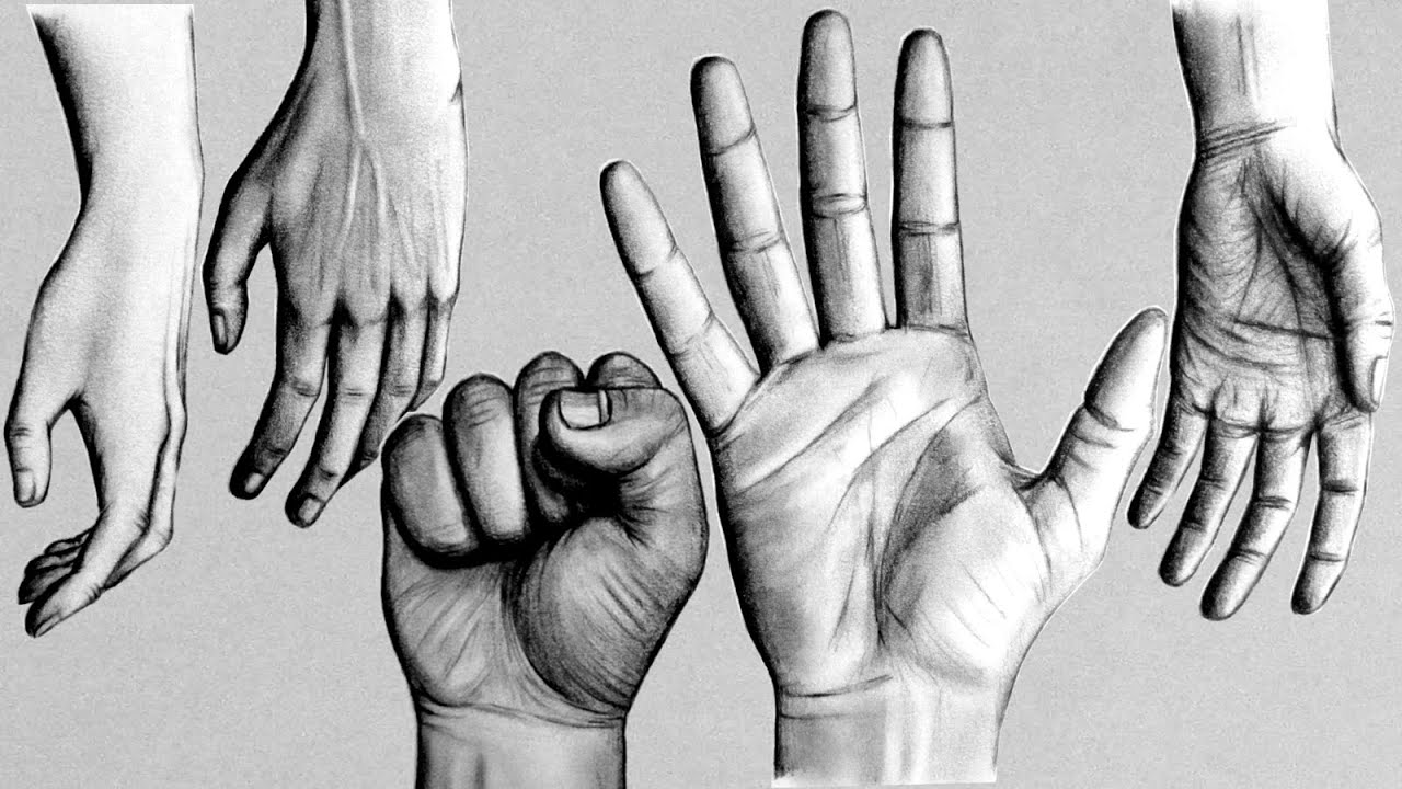 1280x720 How To Draw Hands - Hand Palm Drawing