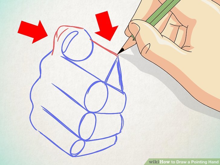 728x546 How To Draw A Pointing Hand Steps - Hand Pointing Drawing