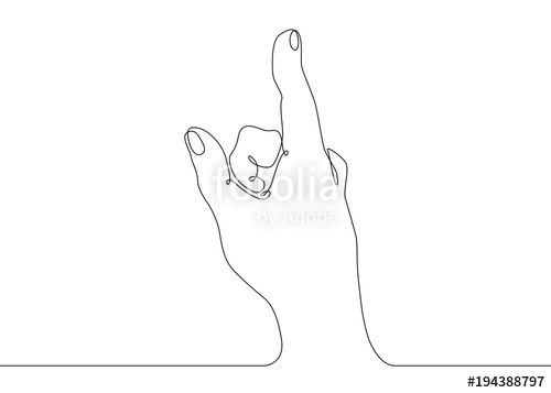500x357 Continuous Line Drawing Hand Pointing Direction Finger Stock - Hand Pointing Drawing