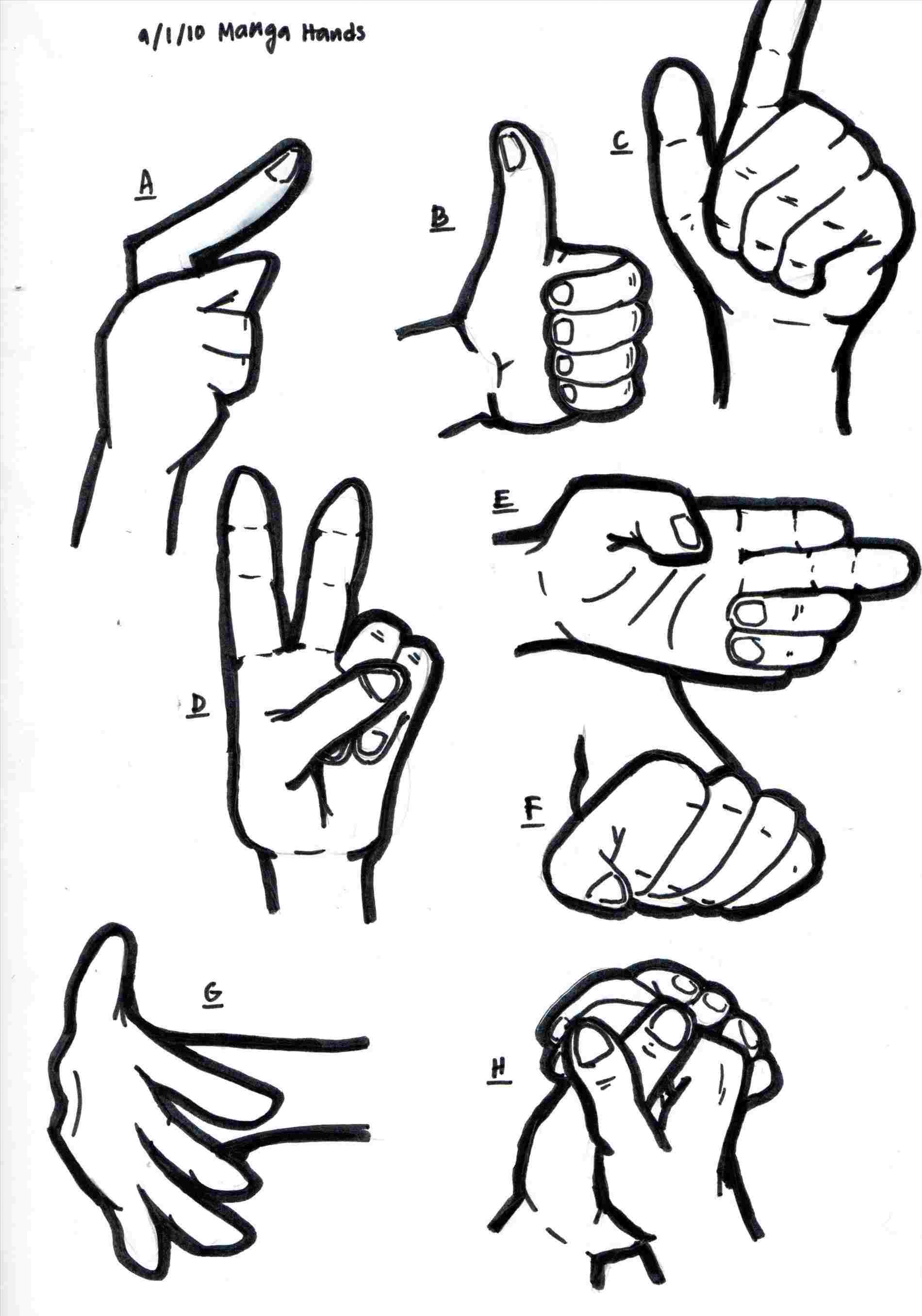 drawing hands in different positions