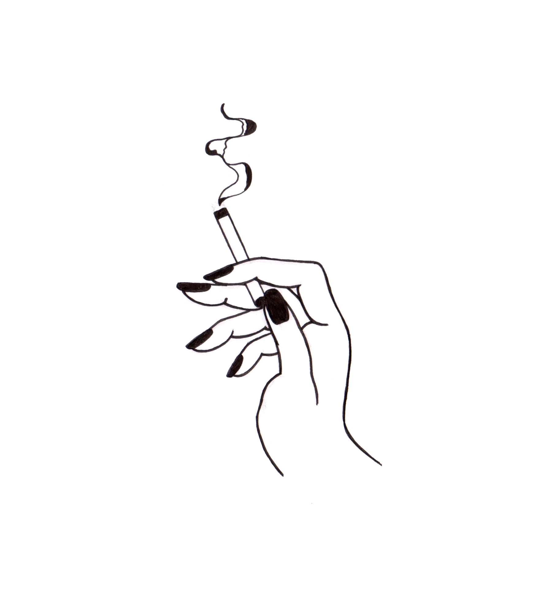 1738x1948 Simple Tattoo Hand With Cigarette Design Inspo - Hand Simple Drawing