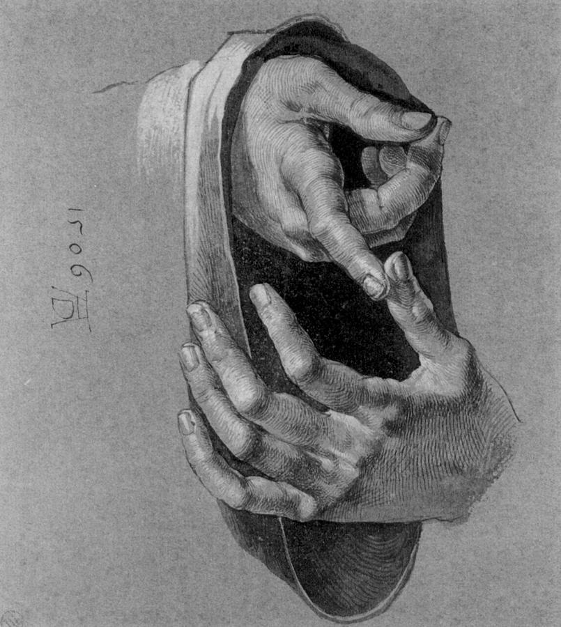 805x900 Hands Study, Drawing - Hand Study Drawing