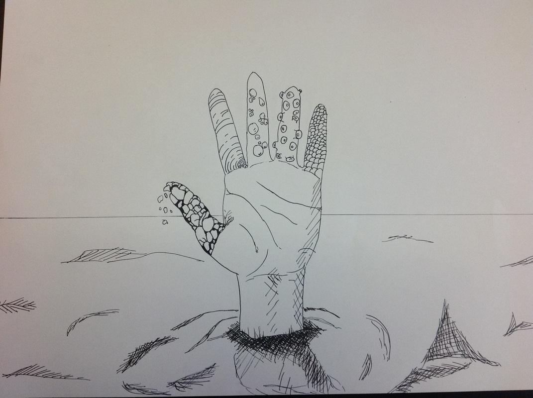 1071x800 Hand Texture With Pen - Hand Texture Drawing