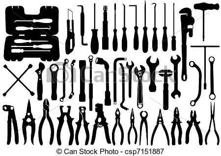 450x319 Hand Tools Isolated On White - Hand Tools Drawing