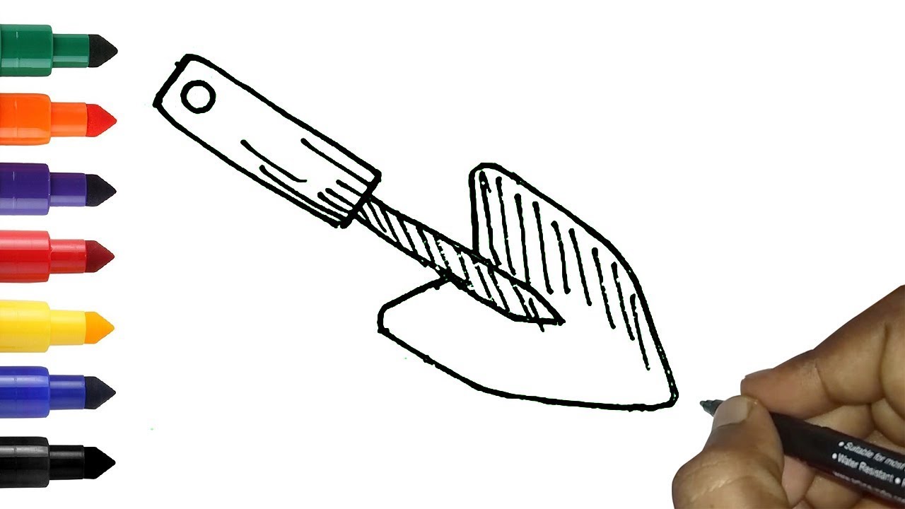 1280x720 how to draw hand trowel easy gardening tools drawing for kids - Hand Tools Drawing