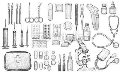 400x247 Medical Tool Collection Illustration, Drawing, Engraving, Ink - Hand Tools Drawing