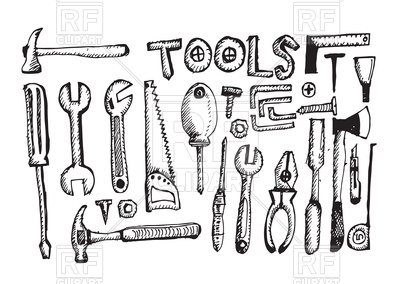 400x284 tool set hand draw vector image of industrial tools tumdee - Hand Tools Drawing