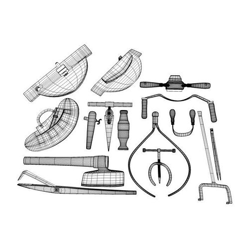 500x500 assorted coopers tool antique hand tools model obj mtl fbx - Hand Tools Drawing