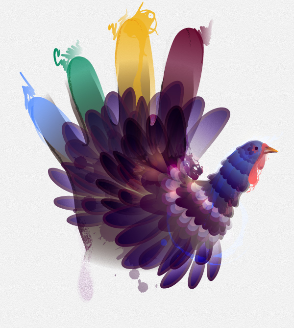 600x668 How To Create A Modern Hand Turkey In Adobe Illustrator - Hand Turkey Drawing
