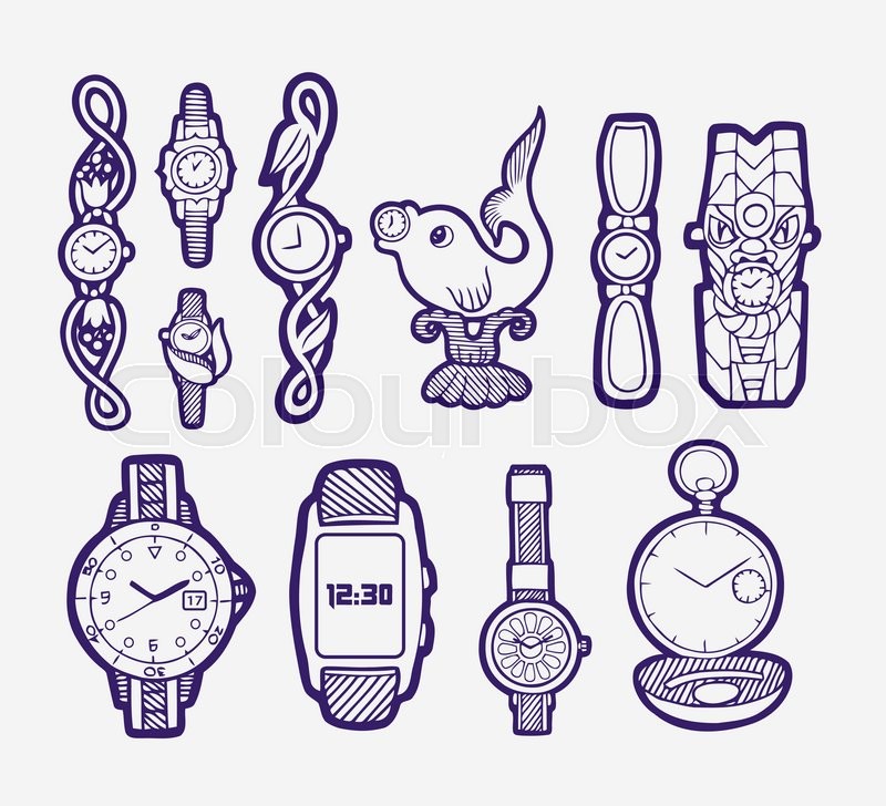 800x728 Watches Hand Drawing Icon Sketch Stock Vector Colourbox - Hand Watch Drawing