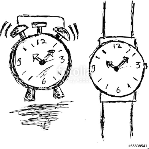 497x500 Hand Draw Sketch, Clock And Watch Stock Photo And Royalty Free - Hand Watch Drawing
