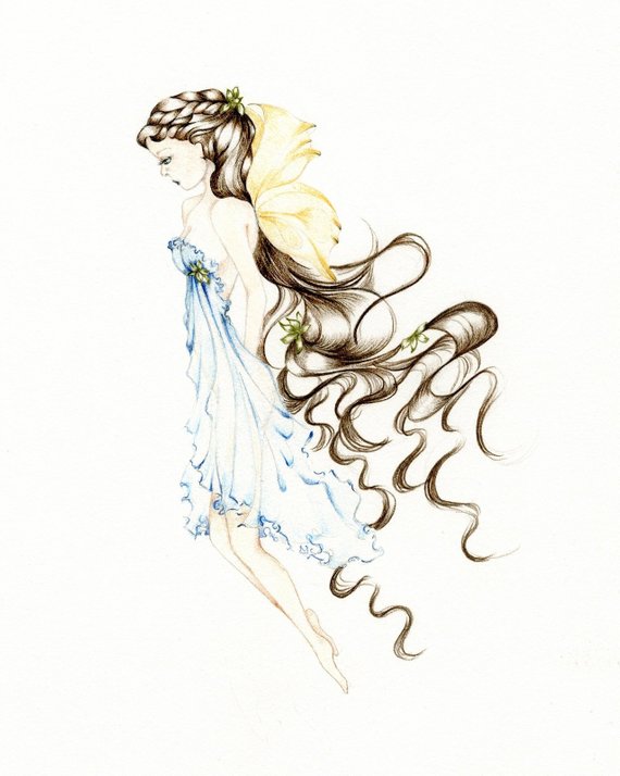 570x714 Fairy Art Pencil Drawing Illustration Giclee Print Of My Etsy - Hand With Pencil Drawing