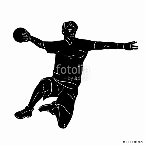 500x500 Silhouette Handball Player Vector Drawing Stock Image - Handball Drawing