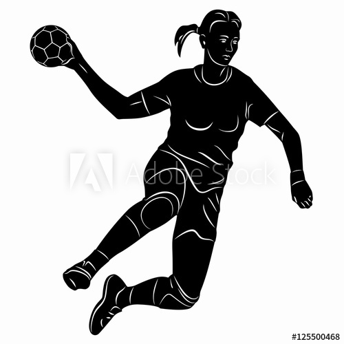 500x500 Silhouette Woman Handball Player Vector Drawing - Handball Drawing
