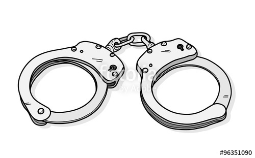 500x311 handcuffs, a hand drawn vector illustration of a handcuffs stock - Handcuffs Drawing