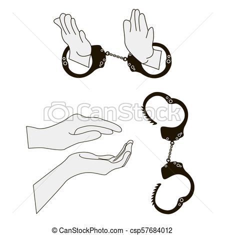 450x470 handcuffs and disclosed set crime and law concept human vector - Handcuffs Drawing