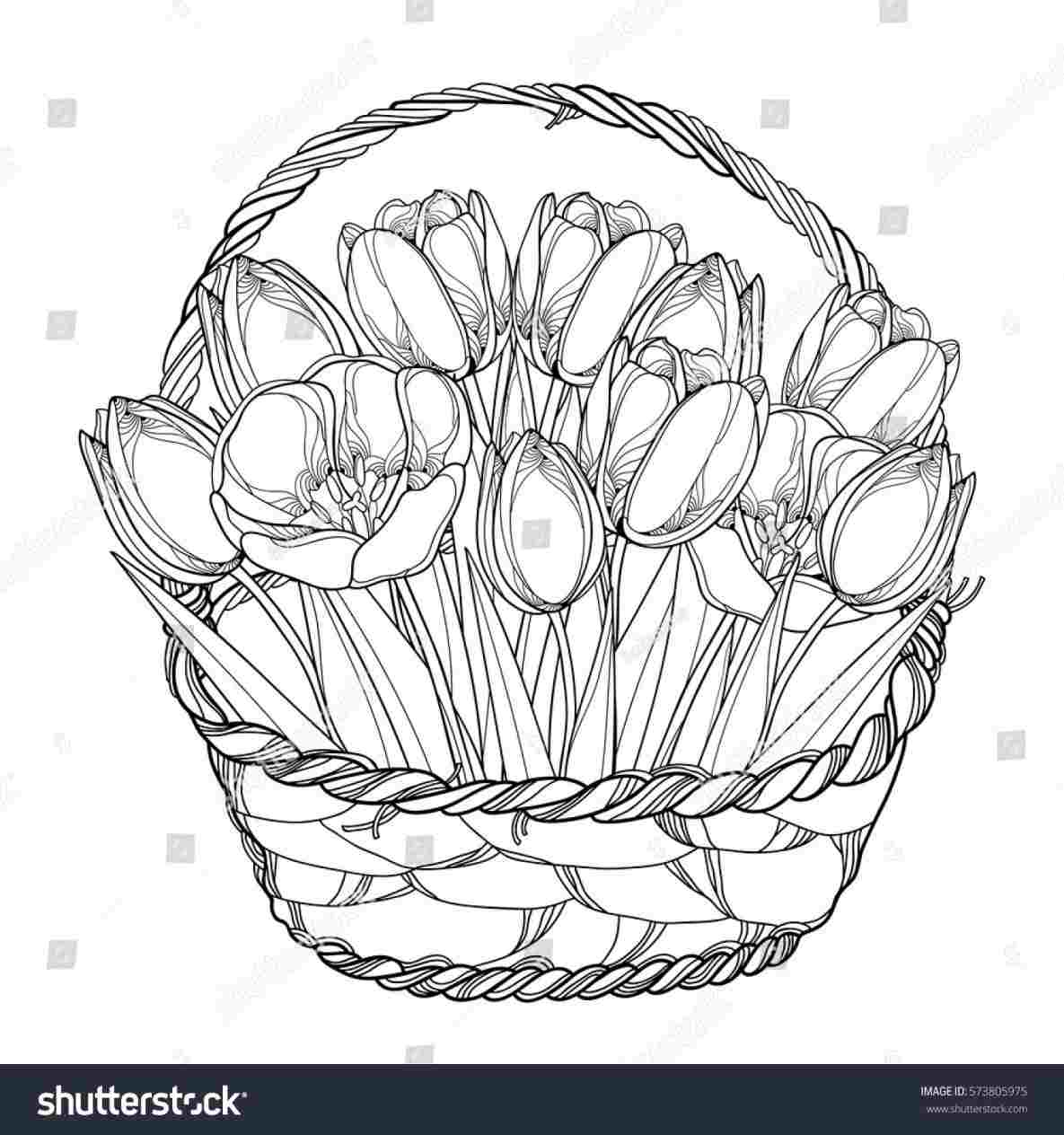 1185x1264 Flower Basket Images For Drawing - Handle Drawing