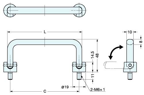 500x333 hk stainless steel folding handle - Handle Drawing