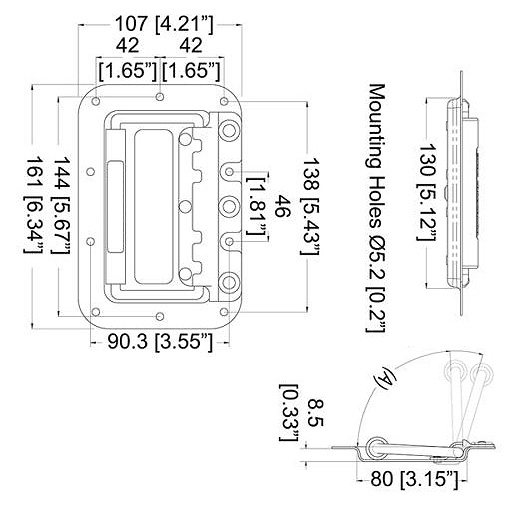 505x507 recessed computer case carry handles - Handle Drawing