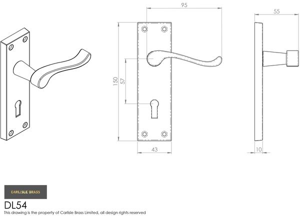 600x432 victorian scroll suite brass door handle - Handle Drawing