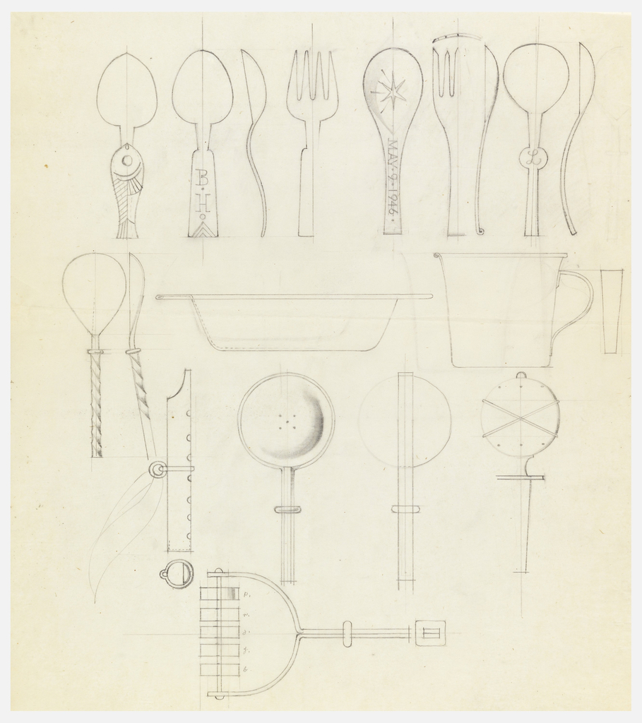 909x1024 Drawing, Design For Spoons, Forks, Bar Tools, May - Handlebar Drawing