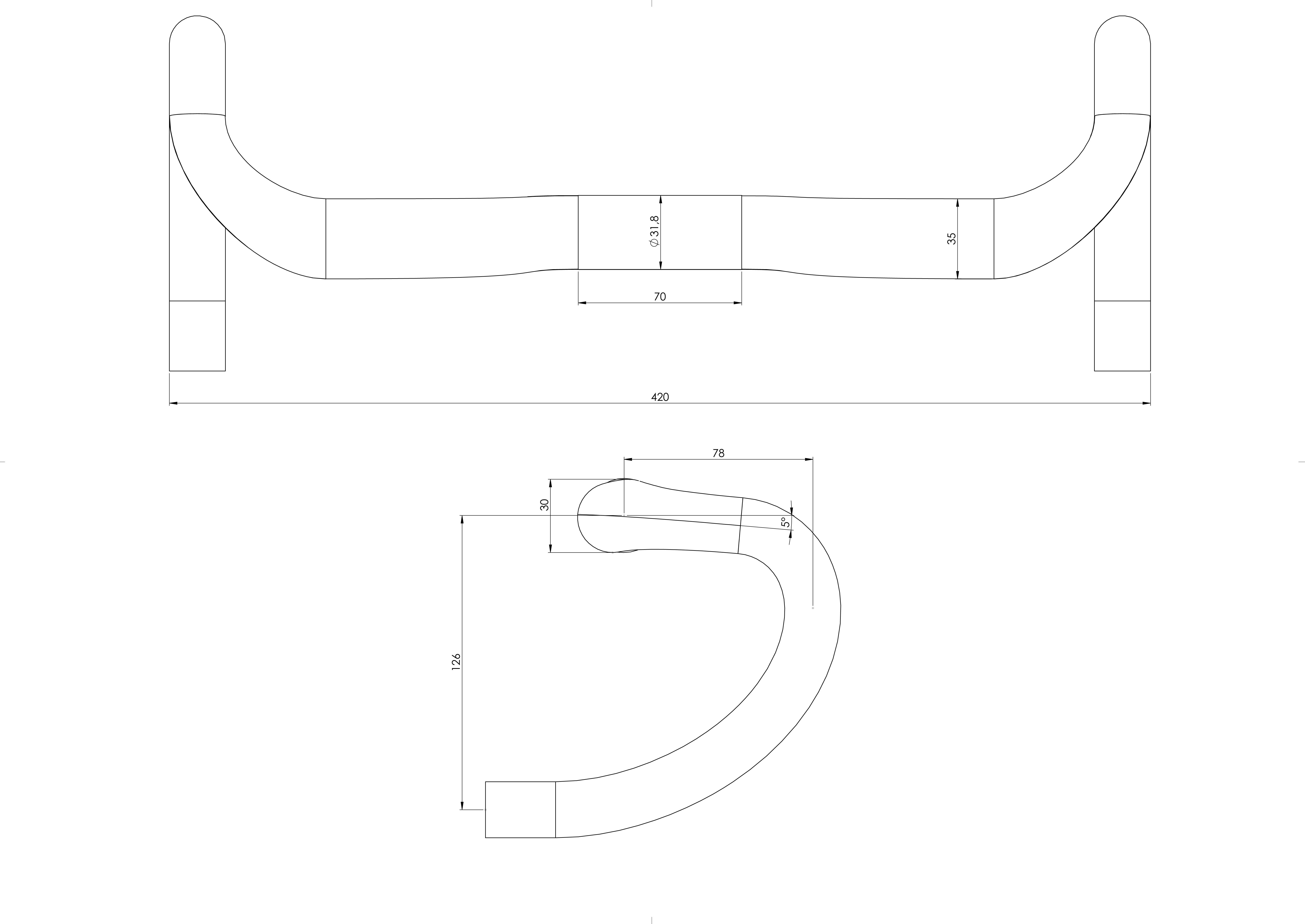 6597x4672 Evo Tlo Carbon Roadbike Handlebar - Handlebar Drawing