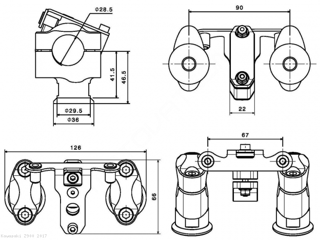 624x468 Handlebar Riser - Handlebar Drawing
