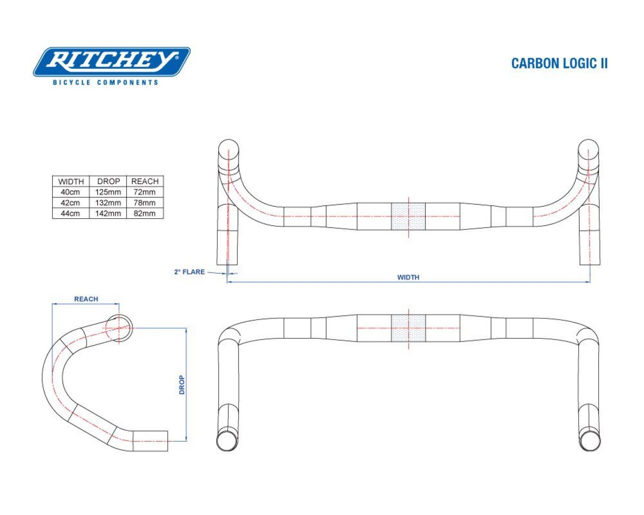 1280x1024 Ritchey Superlogic Carbon Logic Ii Road Bike Handlebar Merlin Cycles - Handlebar Drawing
