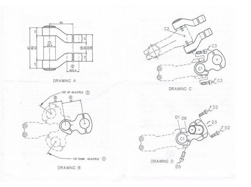 815x608 Satori Adjustable Handlebar Aluminium Extension Stem Riser - Handlebar Drawing