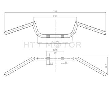 355x284 Htt Black Handlebar Bars With Center - Handlebar Drawing