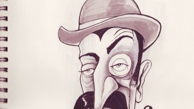 390x219 Handlebar Moustache Poker Player Sketchbook Cartoon - Handlebar Moustache Drawing