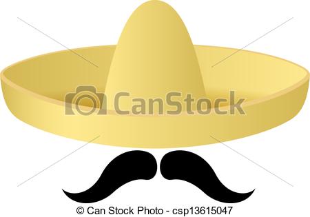 450x315 sombrero hat with handlebar moustache vector cartoon sombrero - Handlebar Moustache Drawing