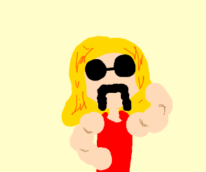 300x250 Blond Guy With Muscles And Handlebar Mustache Drawing - Handlebar Moustache Drawing