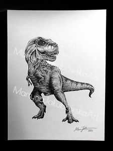 225x300 t rex ink grapchics handmade drawing original gift ebay - Handmade Drawing