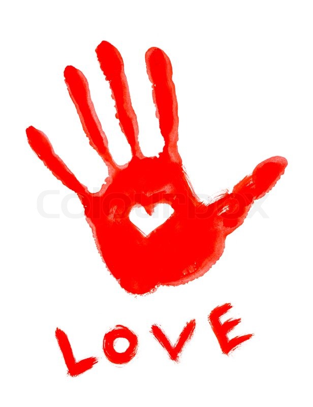 616x800 Drawing Handprint With Love Symbol And Stock Photo Colourbox - Handprint Drawing