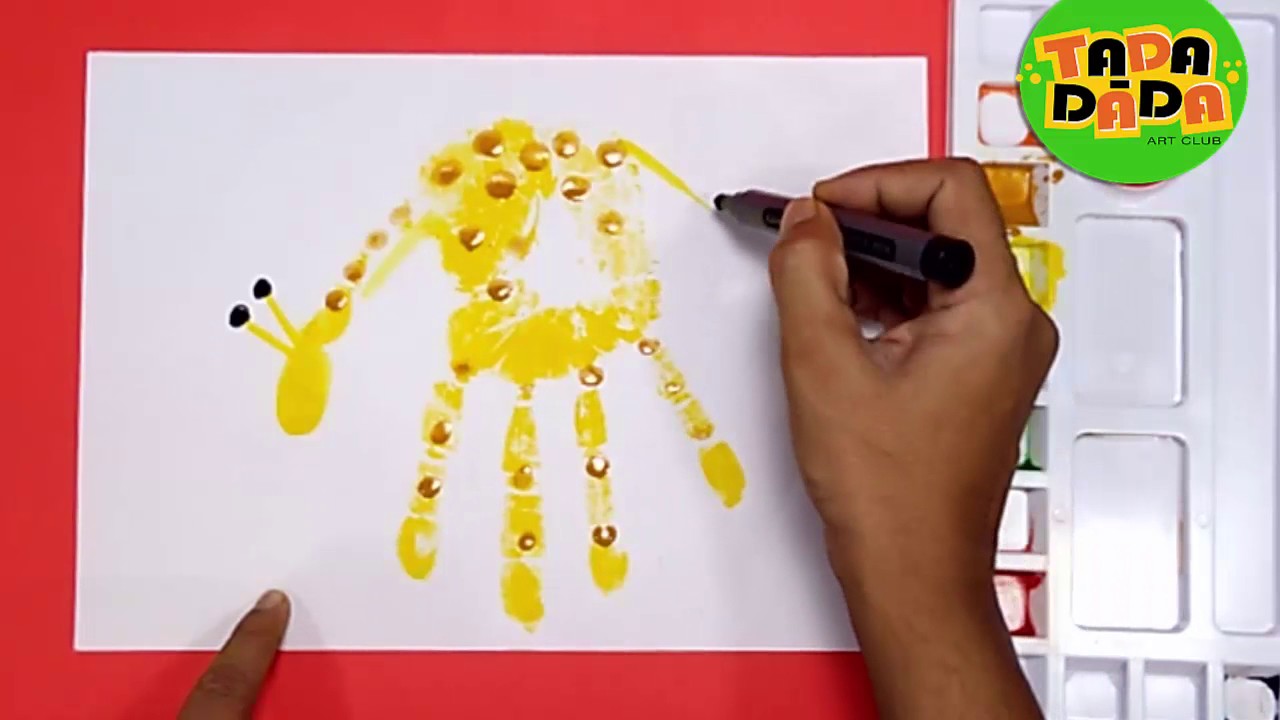 1280x720 Handprint Animal Giraffe Step - Handprint Drawing