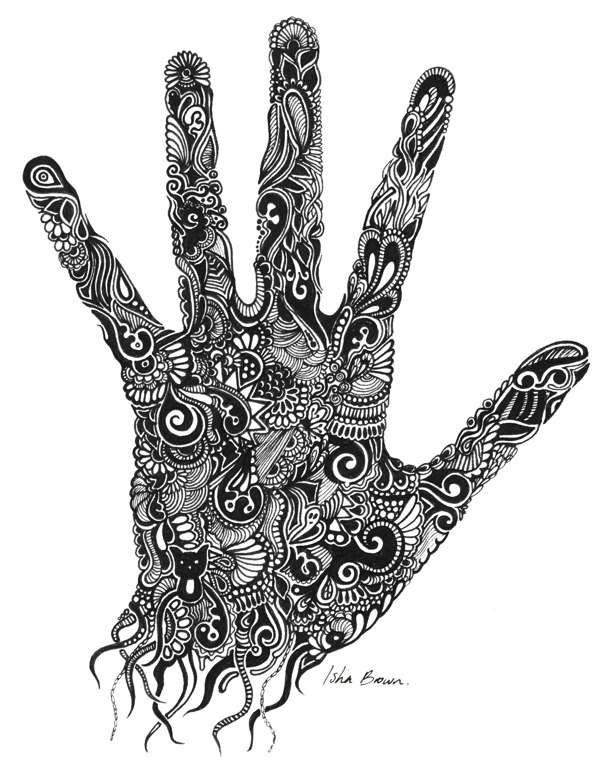 2131x2701 handprint drawing with fine liner - Handprint Drawing