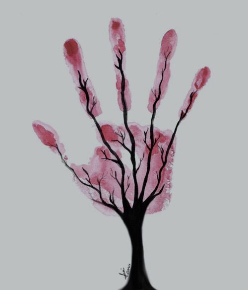 500x584 Handprint Tree Chalkboards Art, Drawings, Watercolor Art - Handprint Drawing