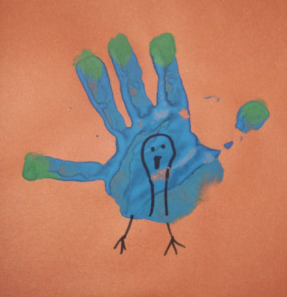 419x433 Peacock Handprint Painting - Handprint Drawing
