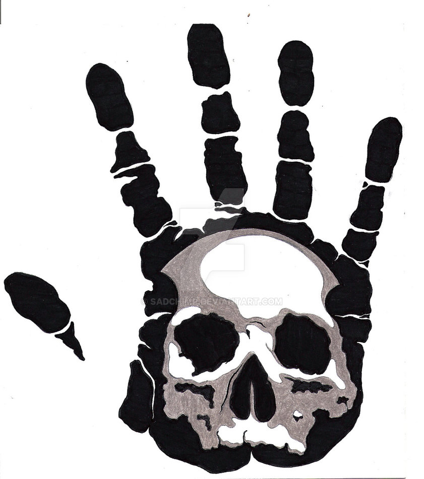 841x951 Skull Handprint Original Drawing - Handprint Drawing