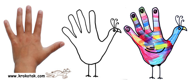 624x262 Krokotak Ways To Make Handprint Animals - Handprint Drawing